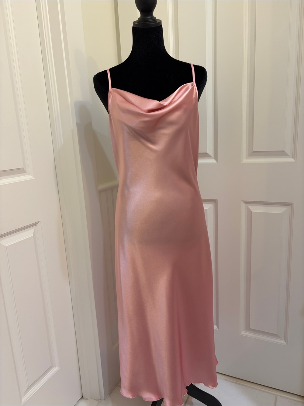 Bebe  Pink Satin Cowl Neck Slip Dress Size M New